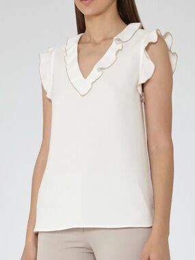 REISS Rosa Blouse with Ruffle Detail